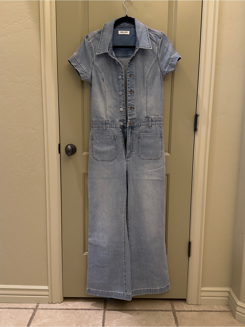 Rolla's Light Blue Denim Short-Sleeve Jumpsuit